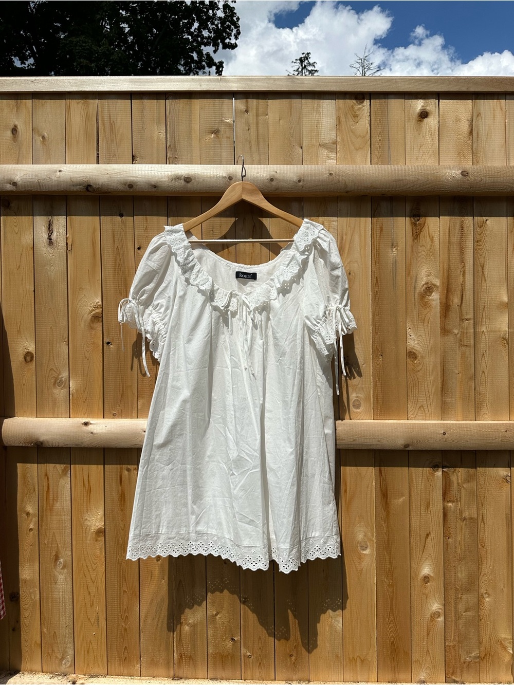White Babydoll Mini Dress with Eyelet Detail